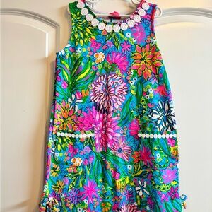 Floral Shift Dress with Shell Trim